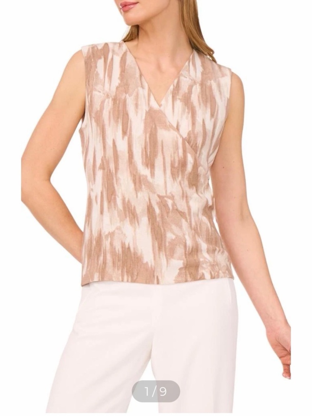 HALOGEN Women’s Gauze Textured Faux Wrap Top size 1